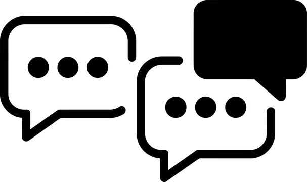 Two speech bubbles icon with ellipsis dots for conversation or message design