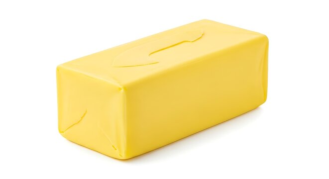 A block of butter isolated on white background
