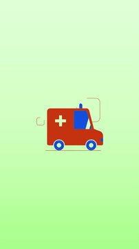 Minimalist Red Ambulance Car Moving Animation for Emergency and Healthcare Concept