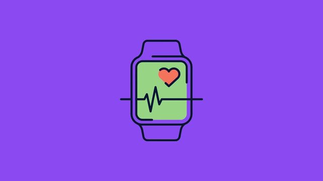 Smart Health Monitoring Watch with Heart Rate Tracking Animation