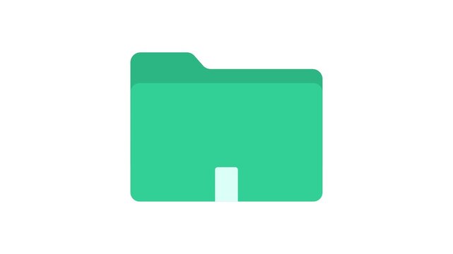 Animated folder icon downloading files on white background