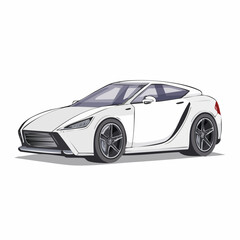 Fototapeta premium Modern White Sports Car Illustration - Sleek Design and Performance Vehicle