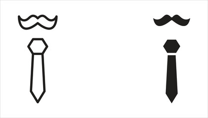 Naklejka premium Father's Day icon set. Mustache, hat, glasses. White background.