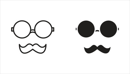 Naklejka premium Father's Day icon set. Mustache, hat, glasses. White background.