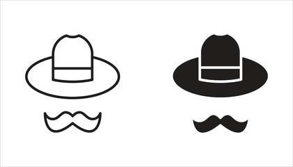 Obraz premium Father's Day icon set. Mustache, hat, glasses. White background.