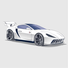 Obraz premium Sleek White High-Performance Sports Car Illustration Modern Automotive Design and Speed Concept