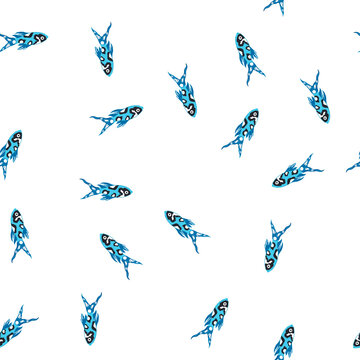 pattern tetra decorative fish cartoon. cichlid discus, koi molly, platy swordtail tetra decorative fish sign. seamless symbol vector illustration
