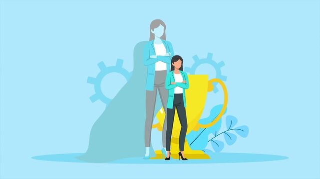 Achievement and leadership symbol with trophy. Leaders concept. Full length Icon animation illustration. High quality&nbsp;4k&nbsp;footage
