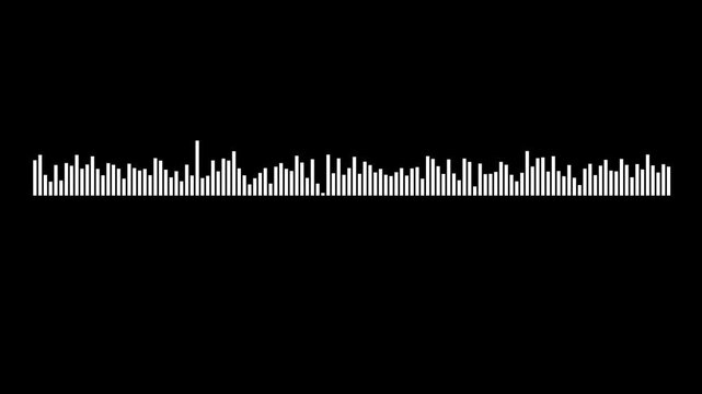Circular audio wave animation with digital music frequency spectrum equalizer on black background.