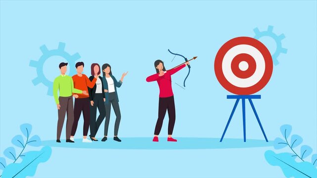 Team collaboration focused on common goals. Leaders concept. Full length Icon animation illustration. High quality&nbsp;4k&nbsp;footage