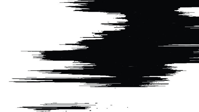 Glitch effect with black and white abstract digital distortion lines and pixels digital noise