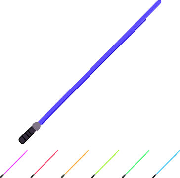 force light saber cartoon. blade hilt, crystal plasma, weapon combat force light saber sign vector
