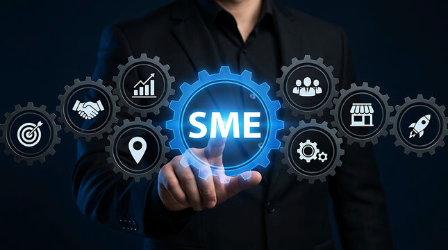 SME small and medium enterprise business development strategy concept with gears