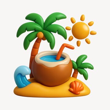Tropical paradise with coconut drink.