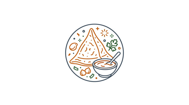Delicious samosa with dipping sauce and garnishes