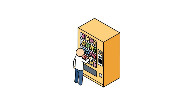 Person selecting snack from large colorful vending machine.