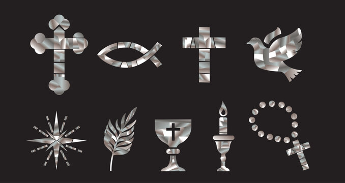 Luxury Korean Najeonchilgi style Christian icon illustration, isolated on black background