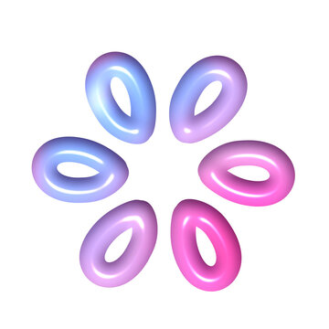 Glossy Pastel 3D Donut Ring Shapes Collection Isolated on Transparent Background