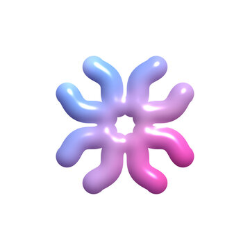Glossy Pastel 3D Abstract Flower Shape Isolated on Transparent Background