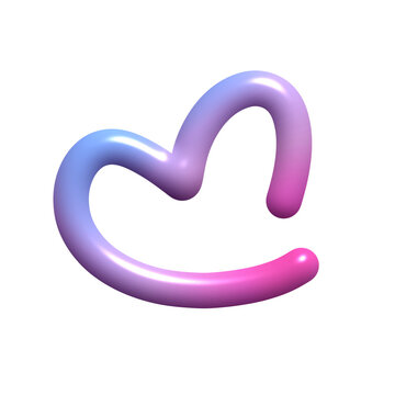 Glossy Pastel 3D Twisted Loop Shape Isolated on Transparent Background