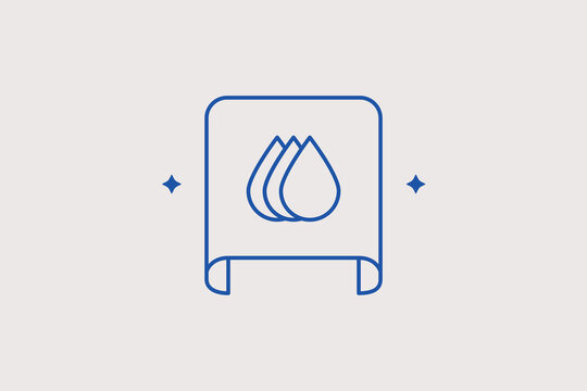 Paper roll with liquid drops outline line icon for printing industry marketing, large format plotters service cataloging. Useful vector illustration for polygraphy design software, business dashboards