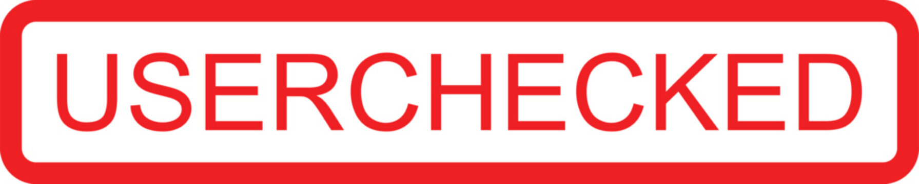 Red and white user checked stamp label icon