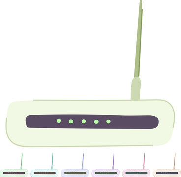 web dsl modem cartoon. wlan a, broadband ethernet, lan net web dsl modem sign vector