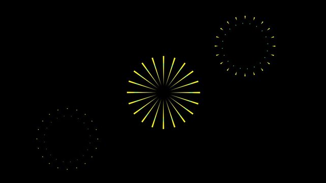 Circle Bursts And Sparks Animation on black Screen background. splash, Circle burst motion graphics colorful elements for explainer video with alpha channel. blast circle pop up loop animation. 4k
