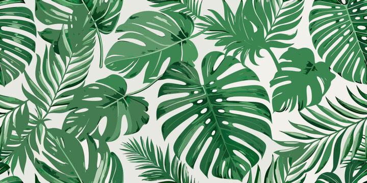 Tropical leaf pattern a seamless vector illustration with varying shades of green foliage botanical caladium