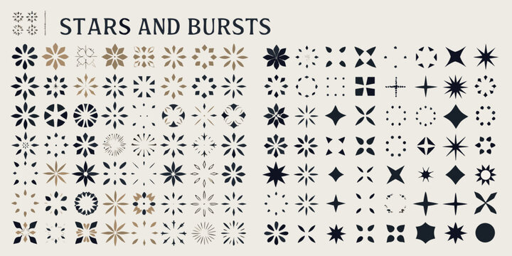 Collection Of Star And Burst Shapes Vector Illustration On A White Background shape starburst pattern