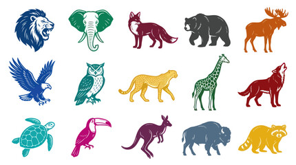 Fototapeta premium Set of Stylized Animal Icons, Vector Collection, Flat Design Art