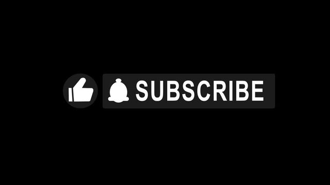 Like and Subscribe Button Animation Black - Transparent Background Alpha Channel