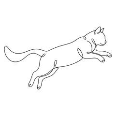 Fototapeta premium Single line drawing of cat jumping and playing