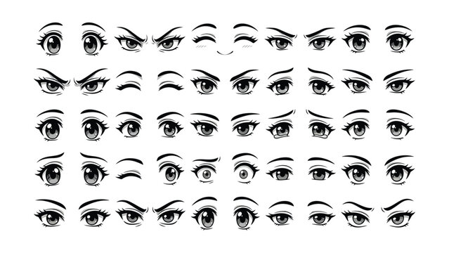 Collection of Various Emotional Eye Expressions for Character Design Illustration