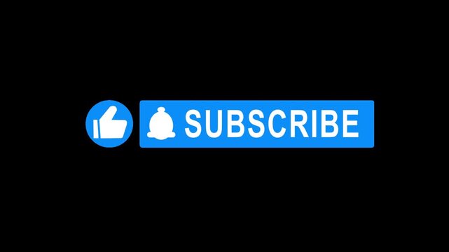 Like and Subscribe Button Animation Blue - Transparent Background Alpha Channel