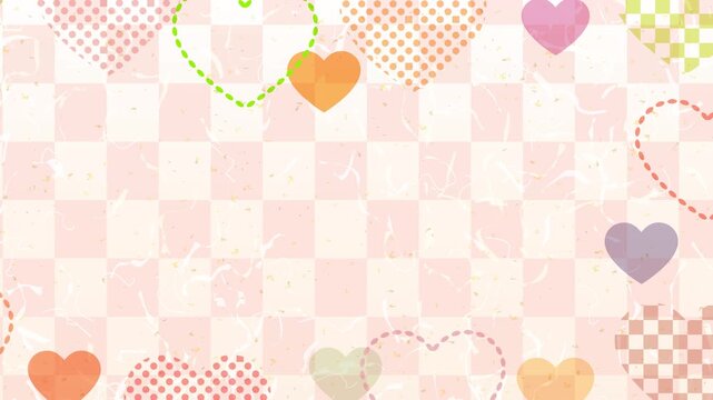 Pastel checkered heart pattern 4K
