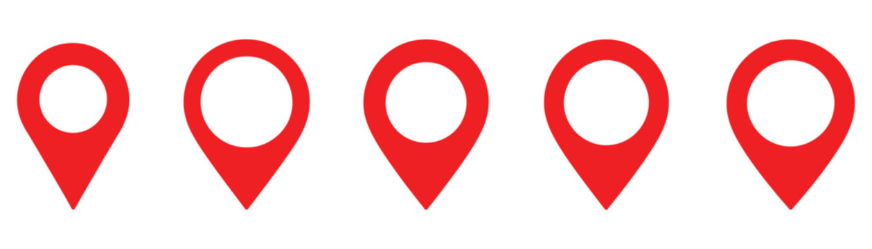 Red Map Location Pin Pointer Marker Icon Vector Set