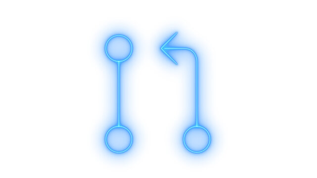 Glowing neon git merge branch icon isolated on transparent background. Version control. Coding workflow. Repository pull request. Developer tool symbol.