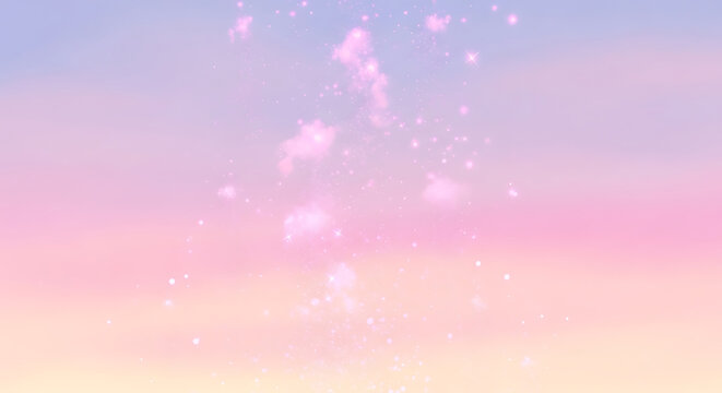 Soft Pastel Sky with Floating Pink Sparkles.