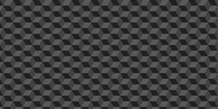Black cube seamless creative cubes decoration triangle wall and wallpaper textile vector square tile, mosaic endless repeat hexagon block texture background.