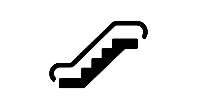 Black and white escalator icon on white background vector illustration