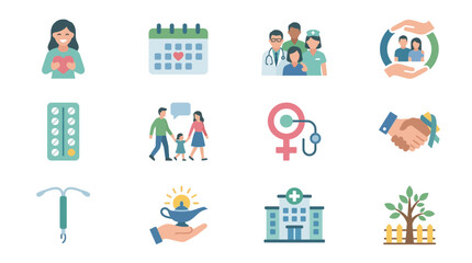 Fototapeta premium Health and Family Care Icons for Wellness Themes