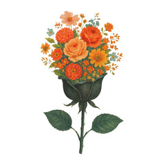 Obraz premium PNG Vibrant floral bouquet illustration