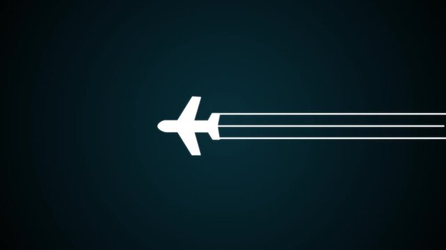 Glowing Simple plane icon, flay icon animation concept, simple flat plane animation. Airplane line path animation, motion graphic of airplane concept. 4k motion video