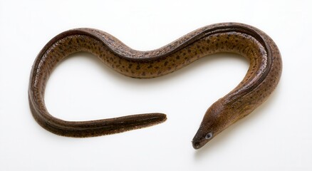 Obraz premium Eel lying on a flat surface with smooth skin and long body in a plain setting during daytime