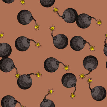 pattern smoke bomb hand drawn. blast explode, explosion dynamite, isolated bang smoke bomb vector sketch illustration
