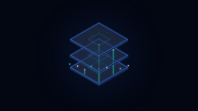 Abstract Isometric Data Layers Animation for Technology and Cloud Computing