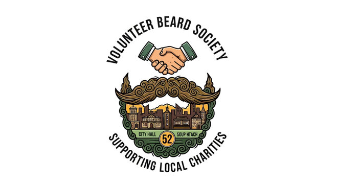 volunteer beard society supporting local charities logo