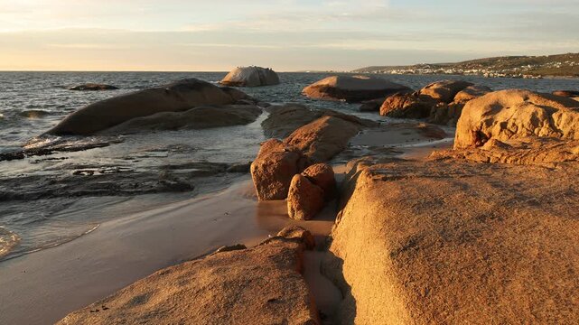 rocky coastline at sunrise, Shelley Point, Saldanha Bay, Western Cape, South Africa