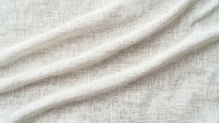 Obraz premium Natural white linen fabric background with elegant soft draped folds for minimalist interior design texture projects.
